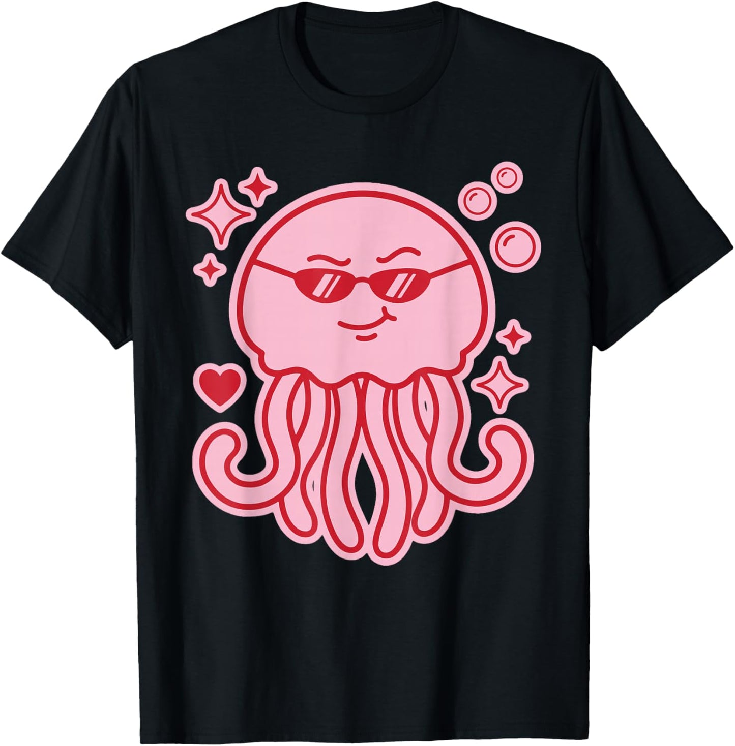 Y2K Cute Kawaii Pink Jellyfish T-Shirt - T-Shirt | Black