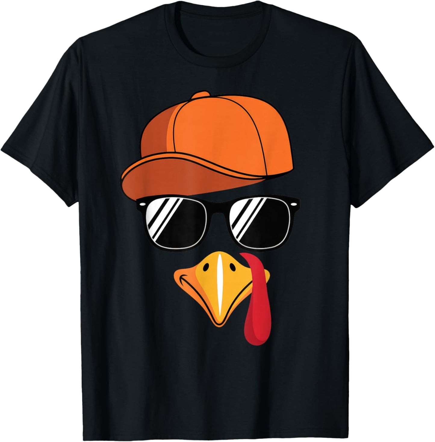 Turkey Face Thanksgiving T-Shirt - T-Shirt | Black