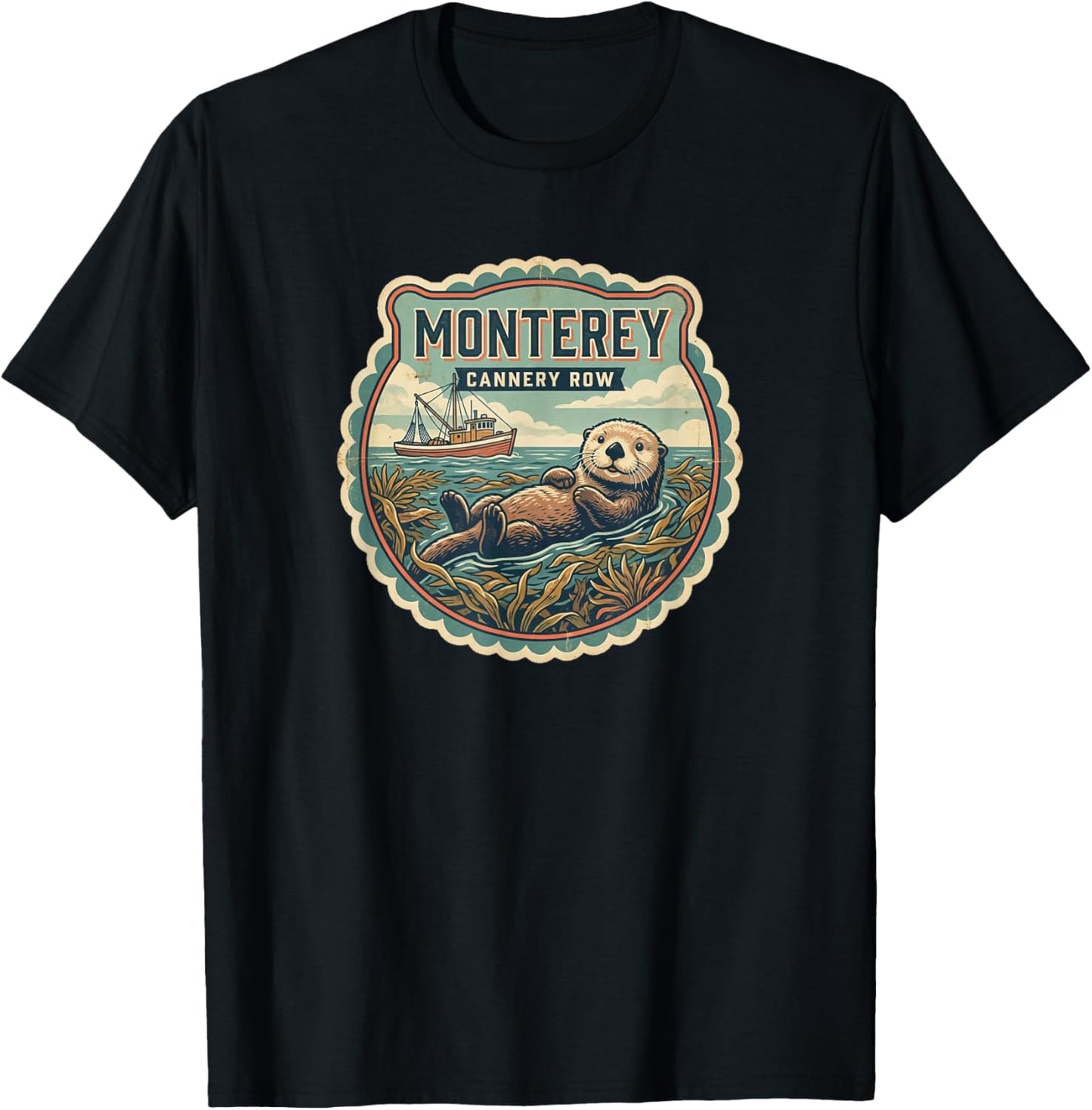 Monterey, California, Retro T-Shirt - T-Shirt | Black