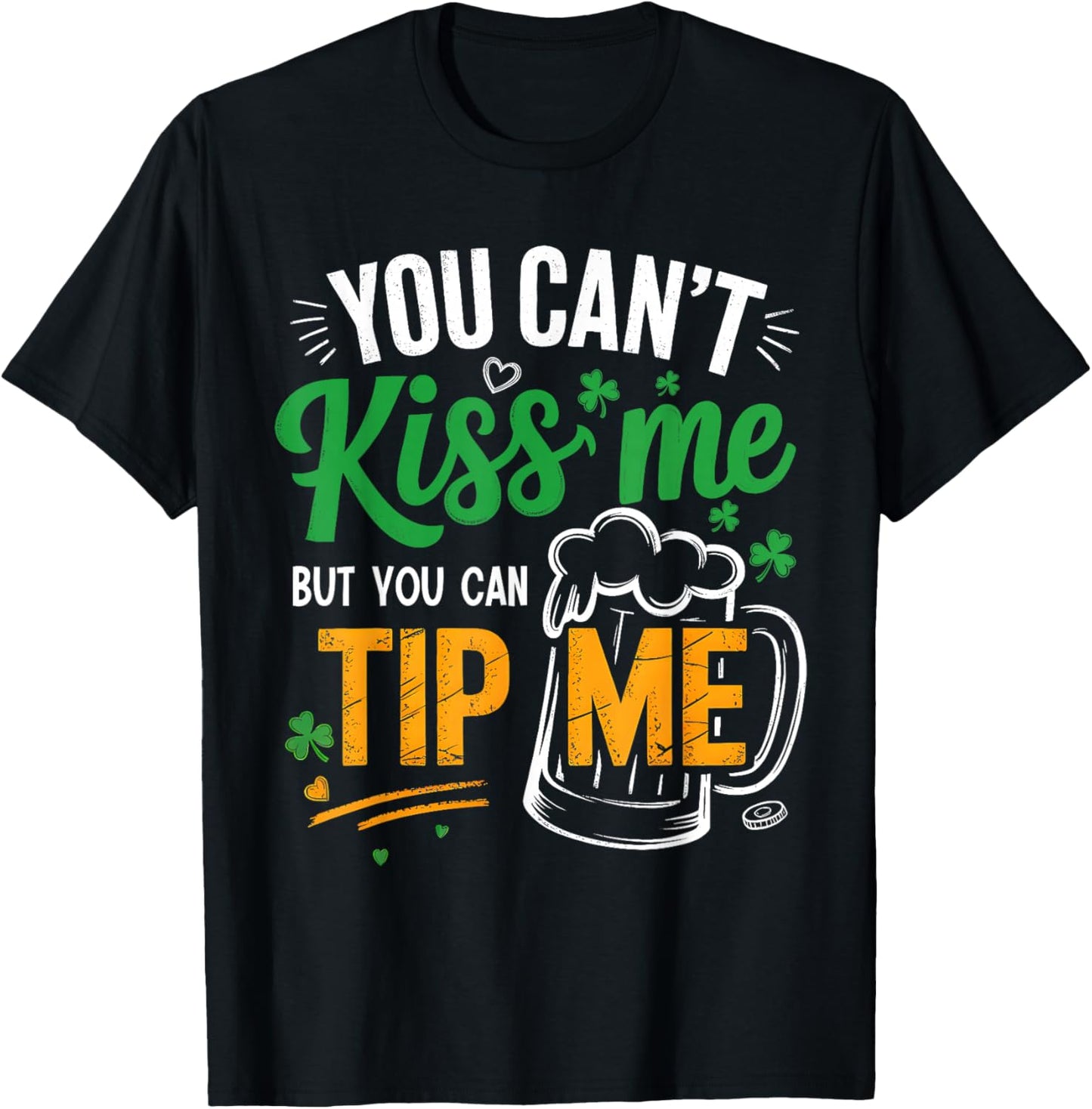 St Patrick's Day Lucky Shamrock Waitress Bartender Waiter T-Shirt - T-Shirt | Black