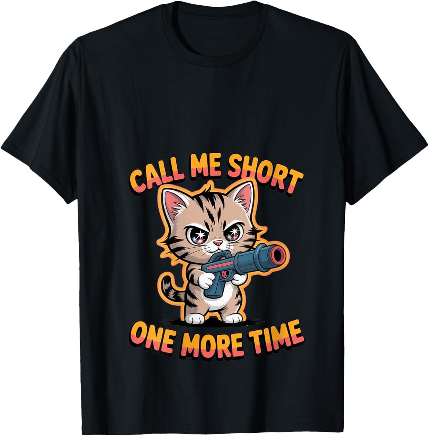 Women's Call Me Short Ones More Times Funny Cat V-Neck T-Shirt - T-Shirt | Black