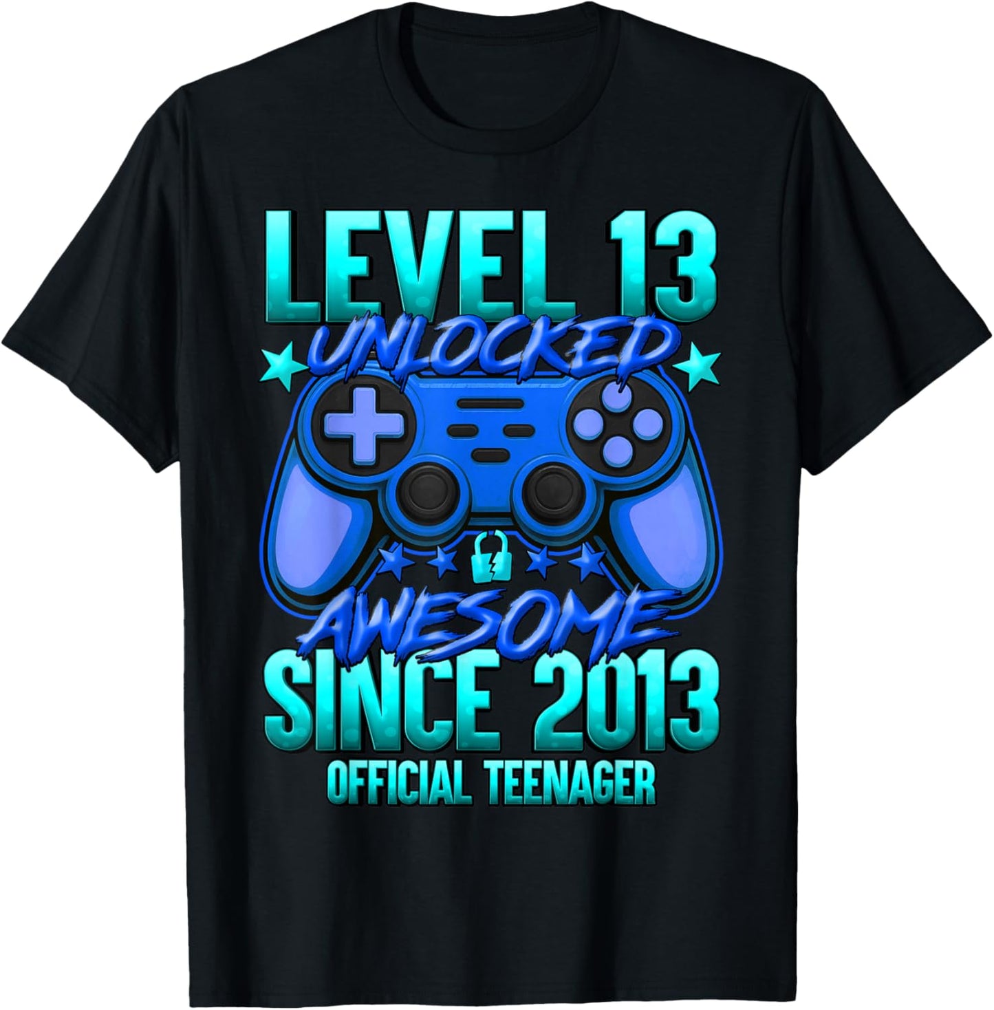 Official Teenager Level 13 Unlocked Boys 13th Birthday Boy T-Shirt - T-Shirt | Black
