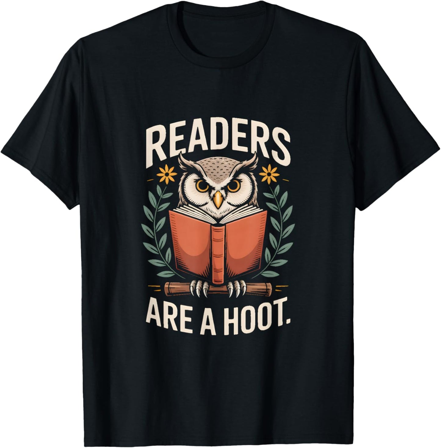 Readers are A Hoot Owl Book Lovers T-Shirt - T-Shirt | Black