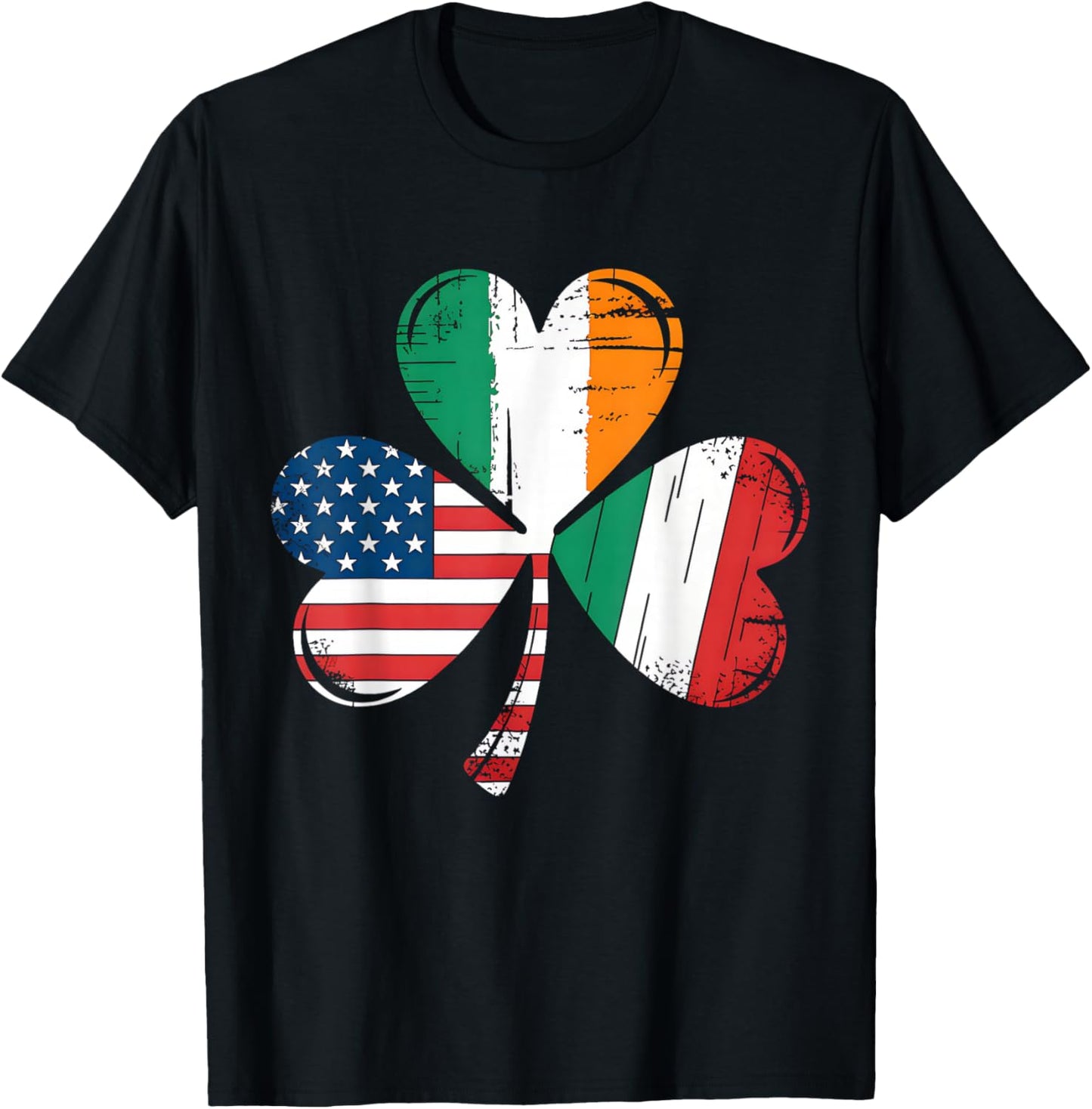 Irish Italian American Flag Ireland Italy USA Patrick's Day T-Shirt - T-Shirt | Black