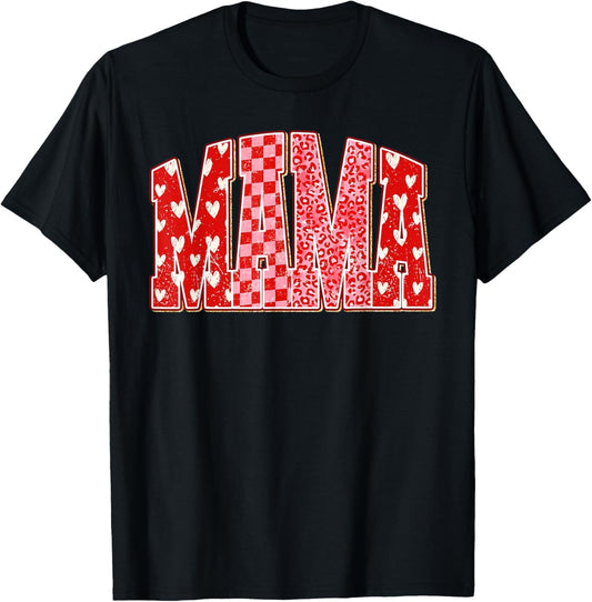 Mama Valentine's Day Outfits Retro Mama Coquette Bows Design T-Shirt - T-Shirt | Black