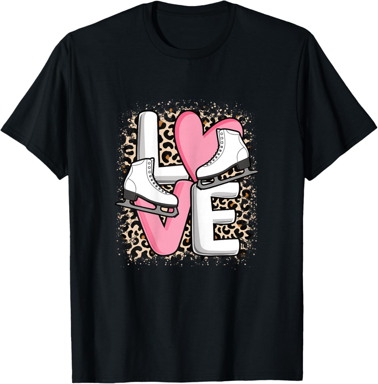 Love Ice Skating Cute Skate Figure Skater Women Girls T-Shirt - T-Shirt | Black