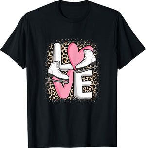 Love Ice Skating Cute Skate Figure Skater Women Girls T-Shirt - T-Shirt | Black