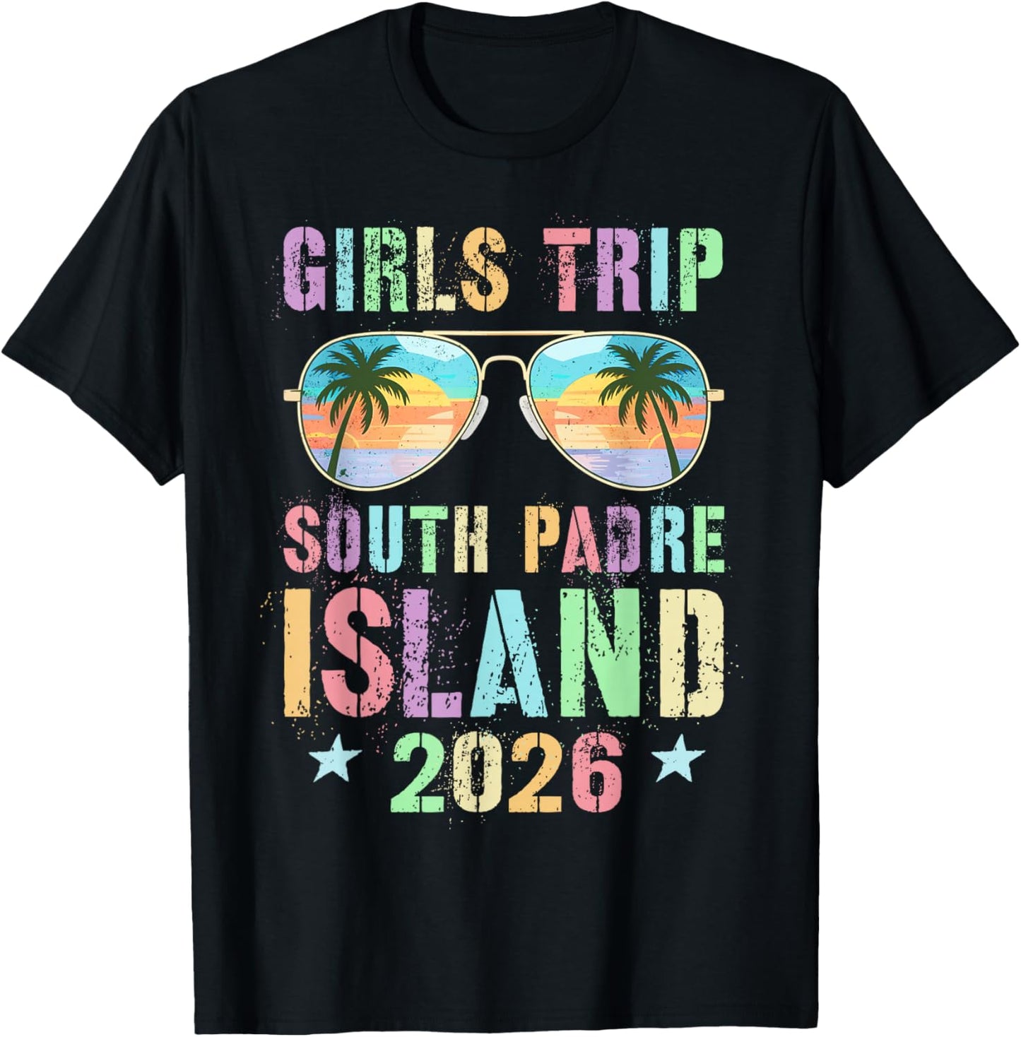 Vintage Girls Trip South Padre Island 2026 Travel Holiday T-Shirt - T-Shirt | Black