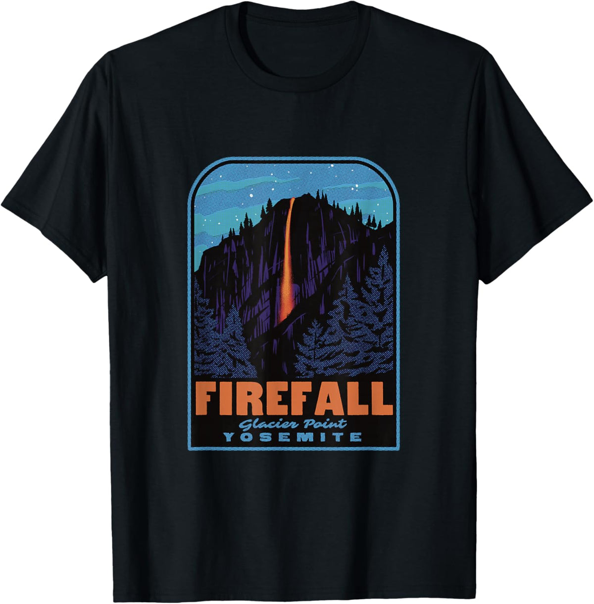 Historic Yosemite Firefall Glacier Point T-Shirt - T-Shirt | Black