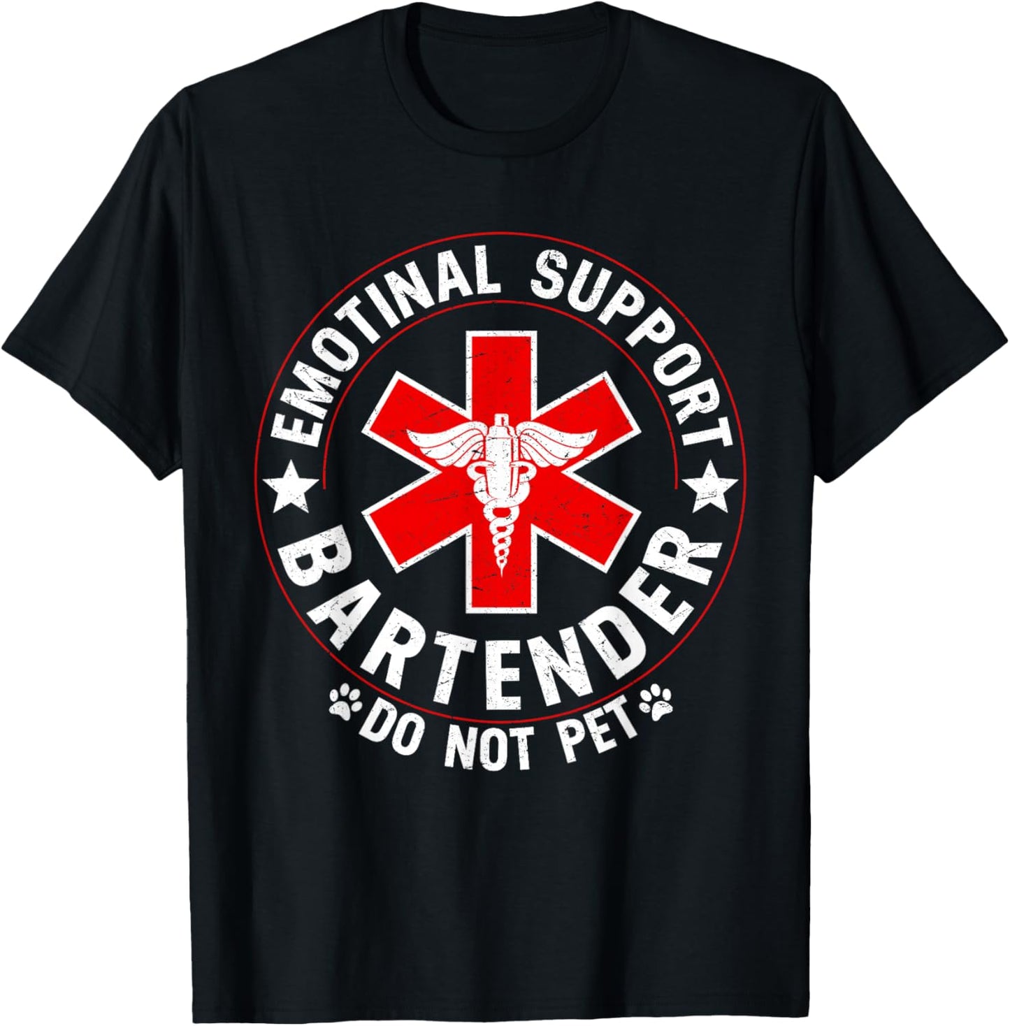 Emotional Support Bartender Do Not Pet T-Shirt - T-Shirt | Black