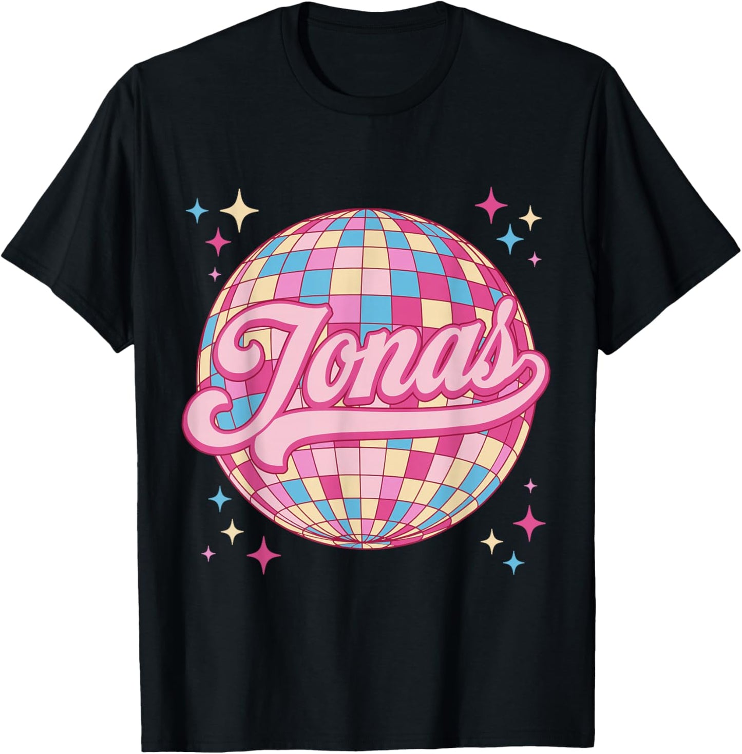 Retro Jonas First Name Personalized Disco 80s Birthday T-Shirt - T-Shirt | Black