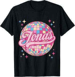 Retro Jonas First Name Personalized Disco 80s Birthday T-Shirt - T-Shirt | Black