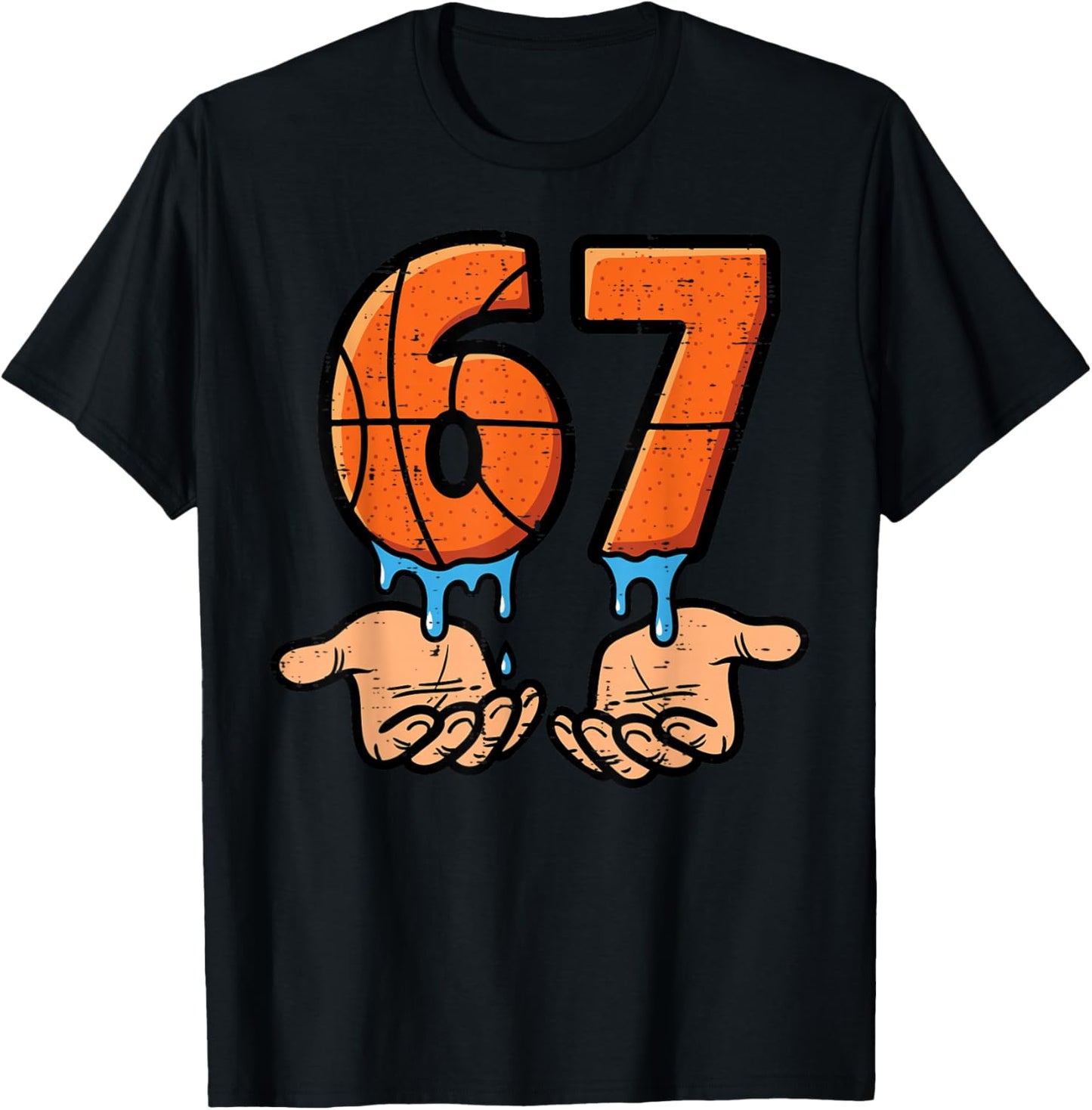 6 7 Meme Basketball Drip Funny 67 Six Seven Kids Boys Youth T-Shirt - T-Shirt | Black