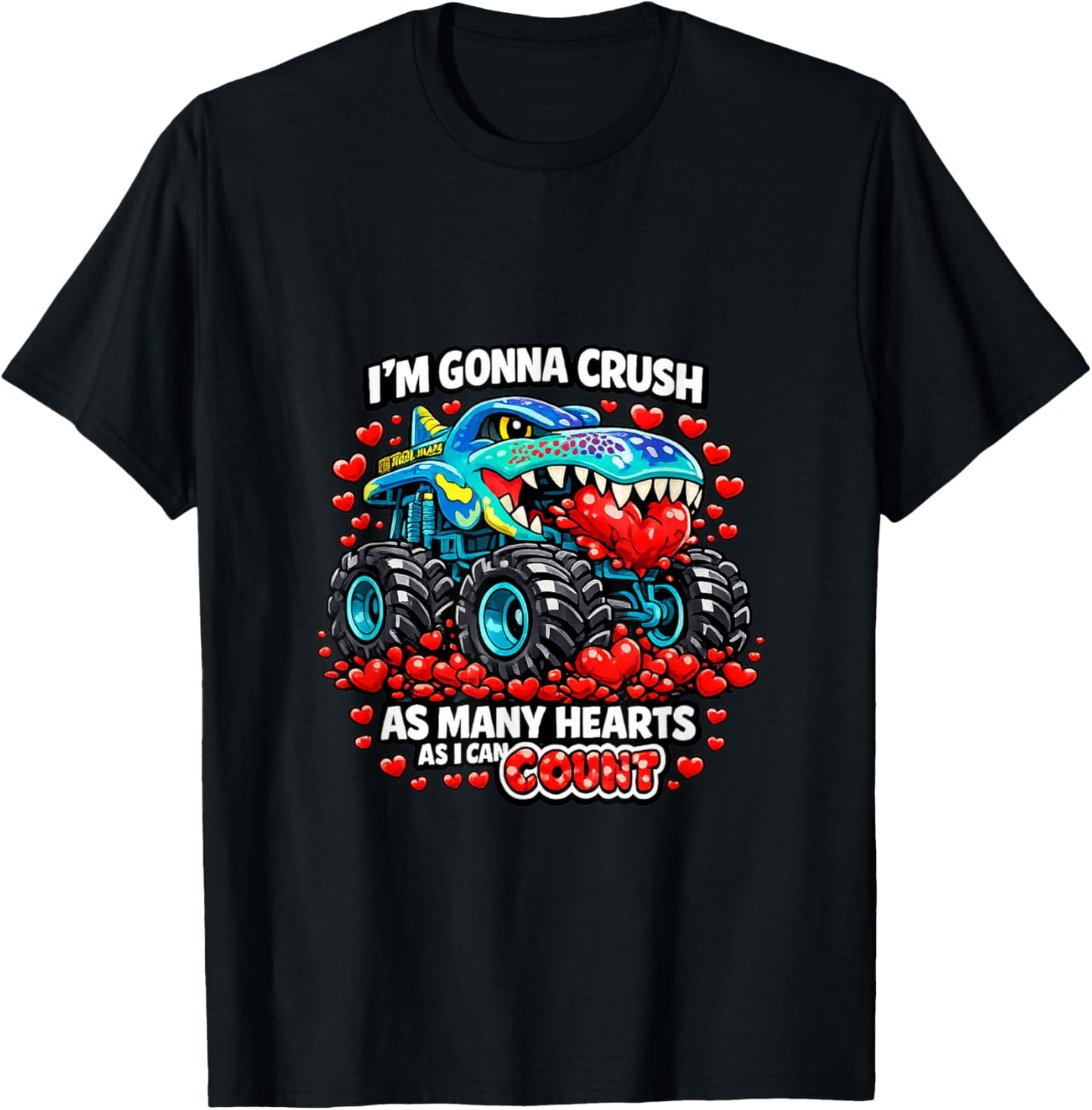 Monster Truck Toddler Valentines T-Shirt - T-Shirt | Black