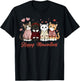 Valentine Cat Happy Meowentines Heart Valentines Cat Lover T-Shirt - T-Shirt | Black