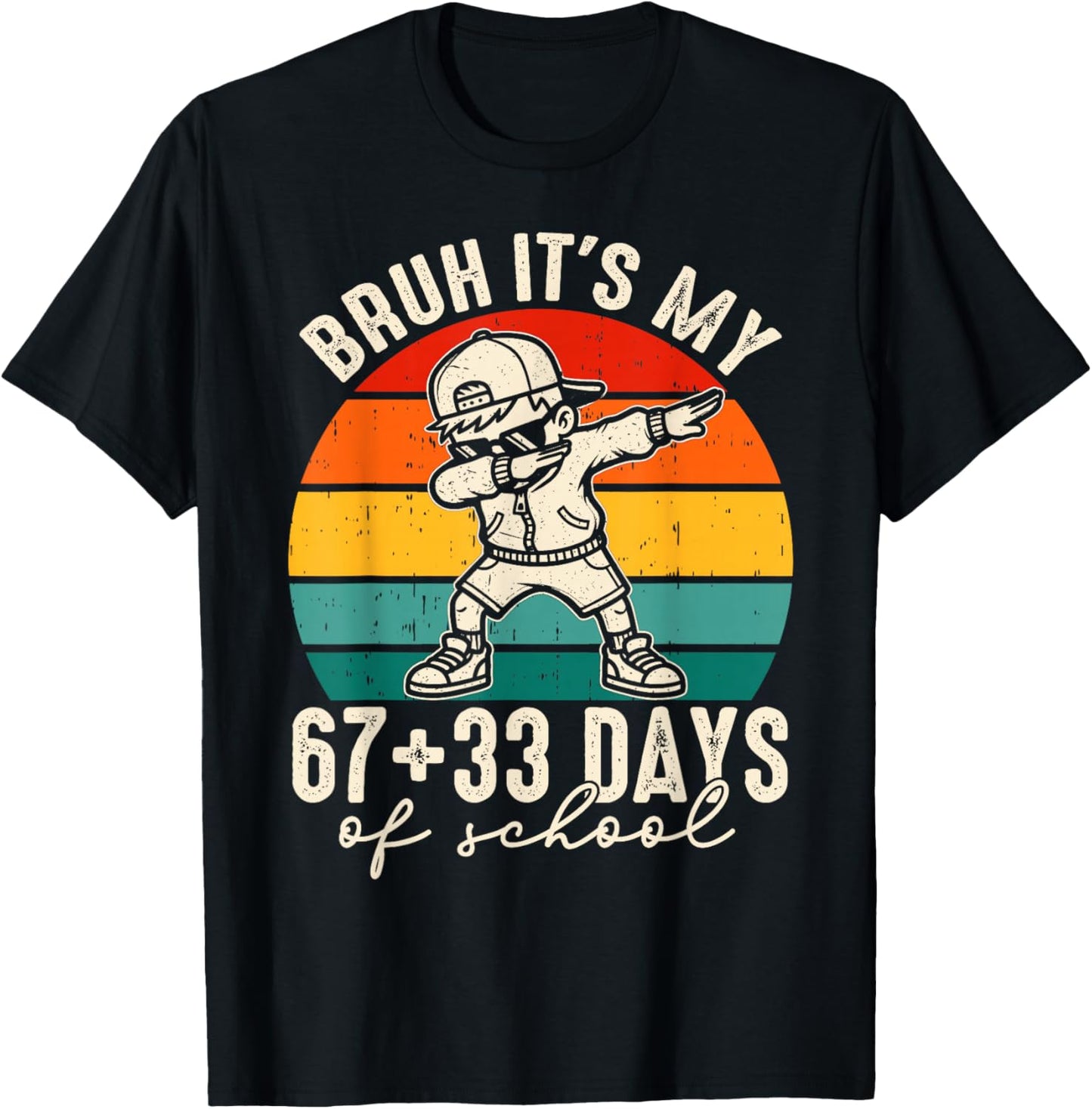 Bruh Its My 67 +33 Days of School 100th Day Dab Kids Boys T-Shirt - T-Shirt | Black