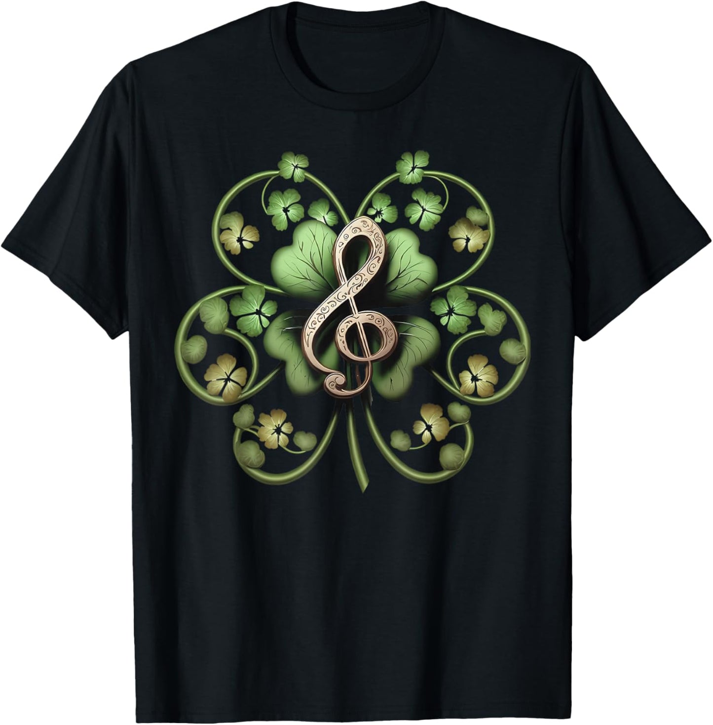 Music Note Shamrock Music Teacher St Patrick's Day Musician T-Shirt - T-Shirt | Black