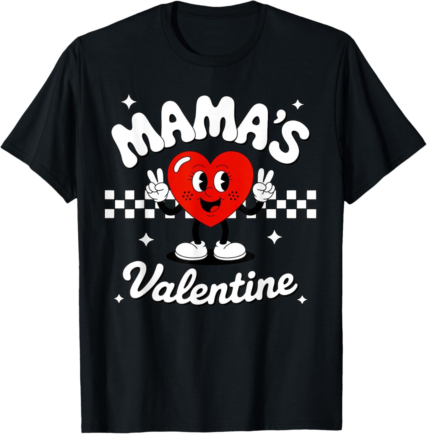Mama's Valentine Heart Funny Valentines Day T-Shirt - T-Shirt | Black