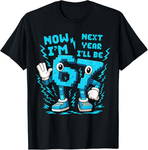 Now I'm 6 Next Year I'll Be 7 Italian Brainrot 6th Birthday T-Shirt - T-Shirt | Black