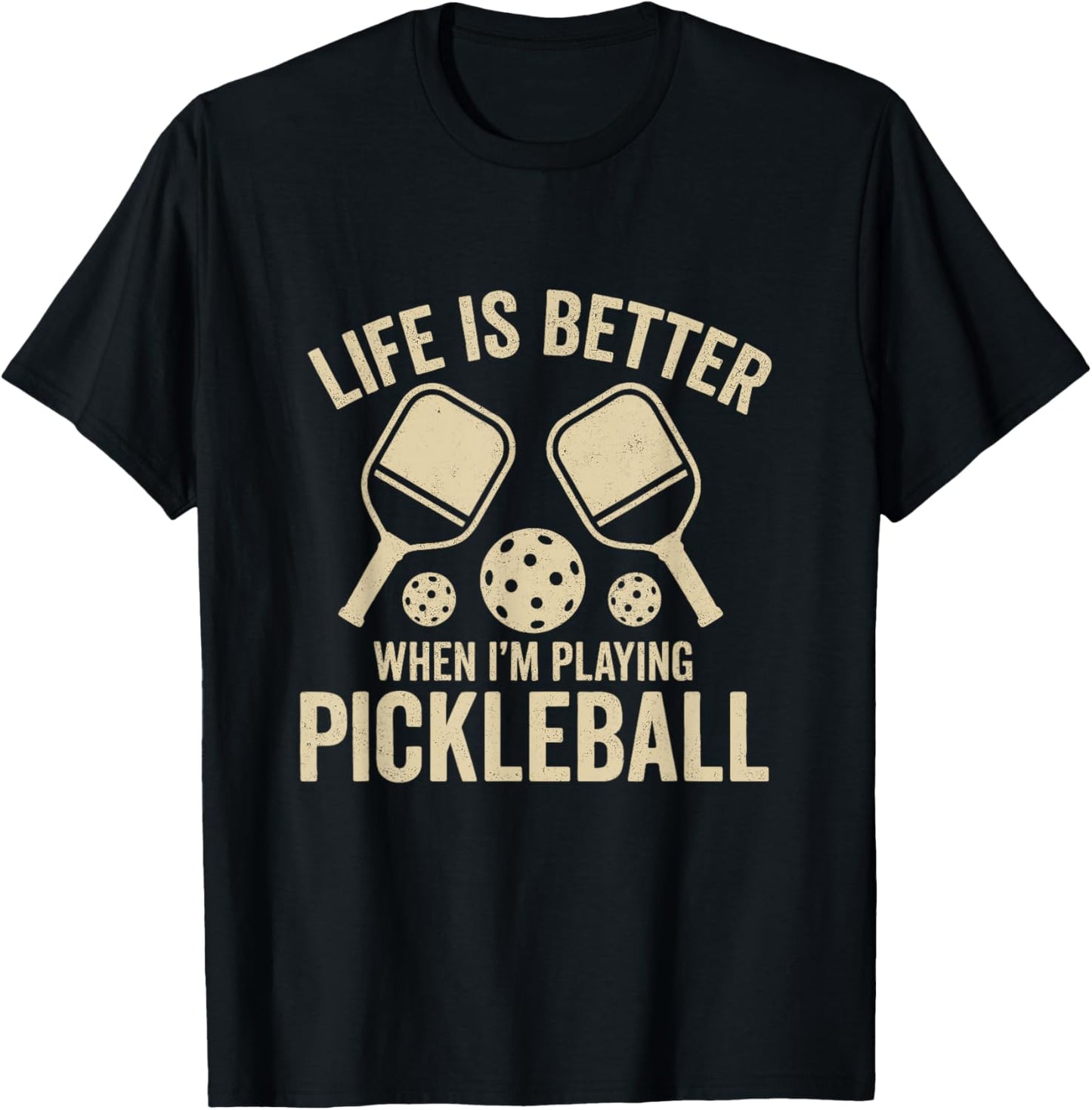 Cool Pickleball Retro Outfit Men Women T-Shirt - T-Shirt | Black