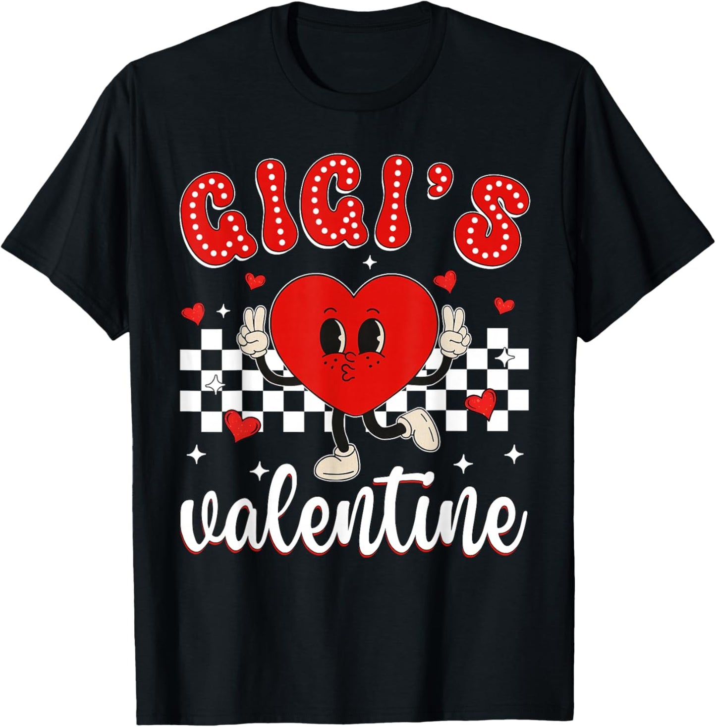 Gigi's Valentine Heart Cute Kids Retro Groovy Boy Girl T-Shirt - T-Shirt | Black