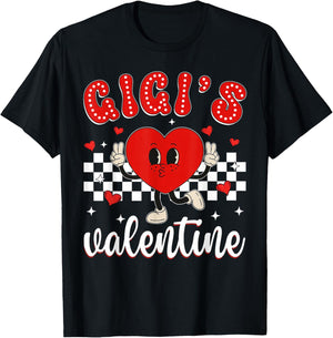 Gigi's Valentine Heart Cute Kids Retro Groovy Boy Girl T-Shirt - T-Shirt | Black