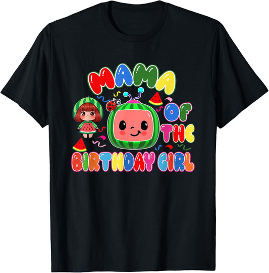 Mama of The Birthday Girl Melon Family Matching Funny T-Shirt - T-Shirt | Black