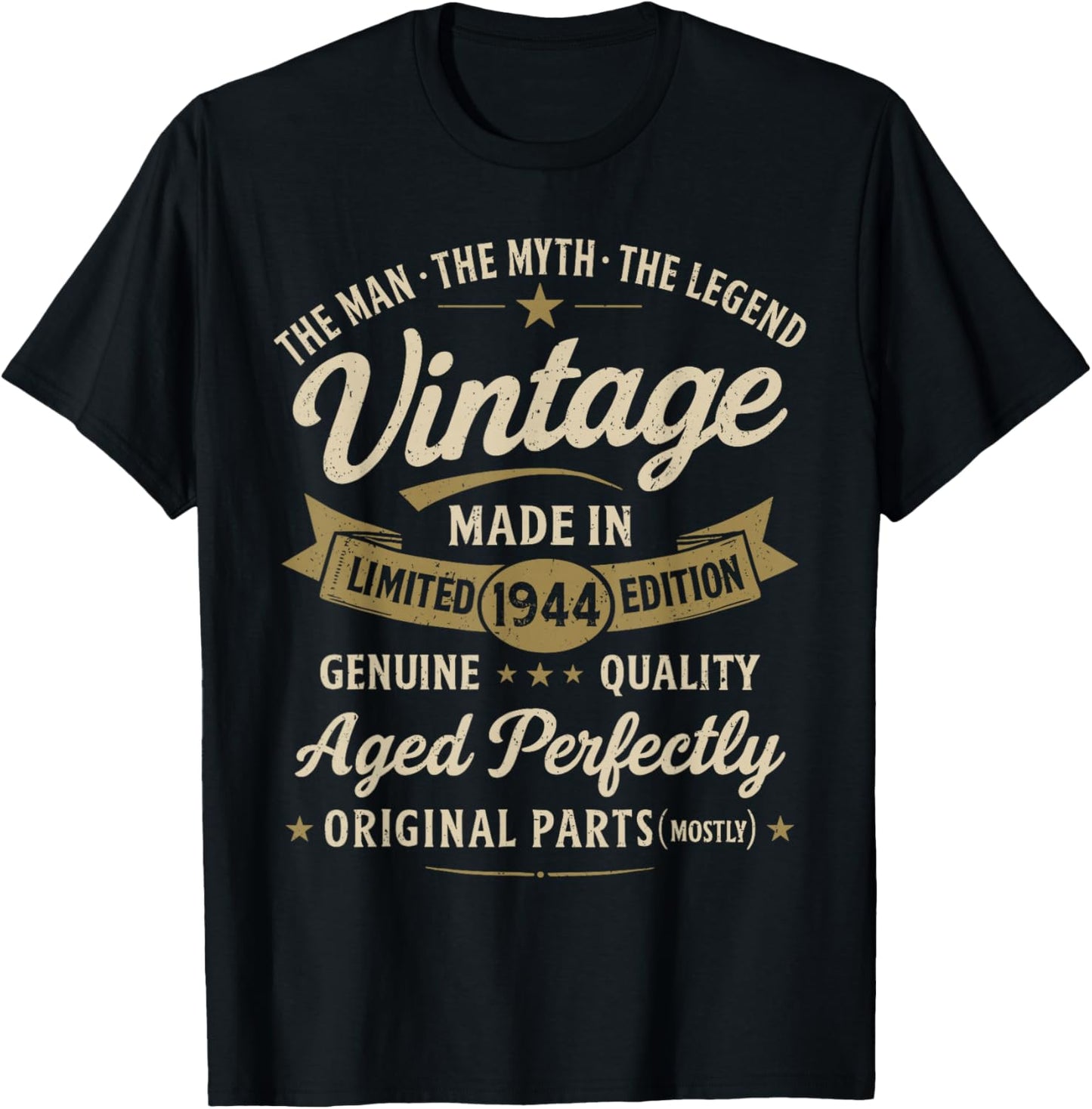82nd Birthday Gift Vintage 1944 Men Funny 82 Years Old 1944 T-Shirt - T-Shirt | Black