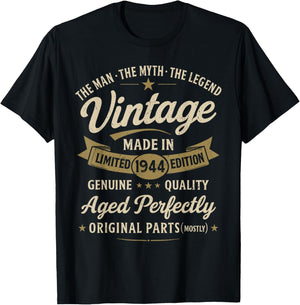 82nd Birthday Gift Vintage 1944 Men Funny 82 Years Old 1944 T-Shirt - T-Shirt | Black