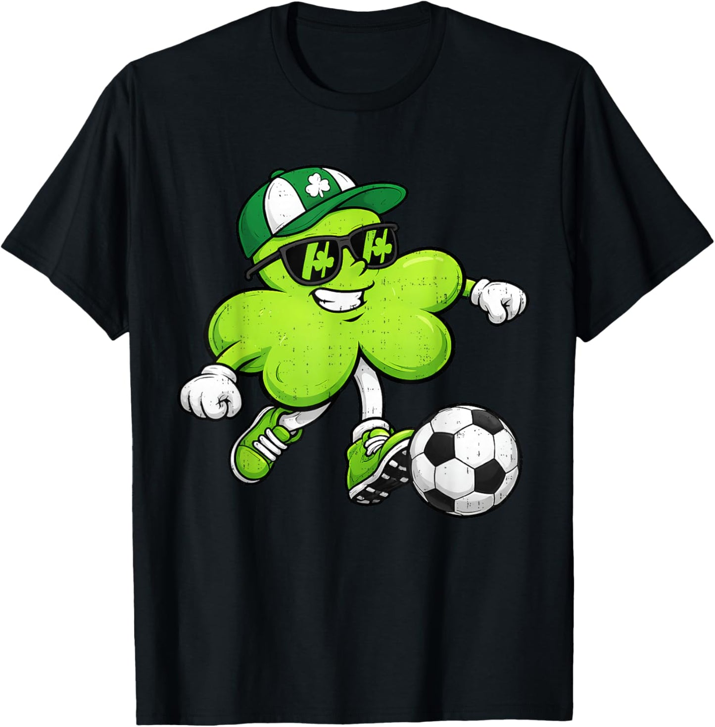 Soccer Saint Patricks Day Boys Kid Drip Sport Green Shamrock T-Shirt - T-Shirt | Black