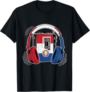 Paraguay Flag Headphones Paraguayan Pride T-Shirt - T-Shirt | Black