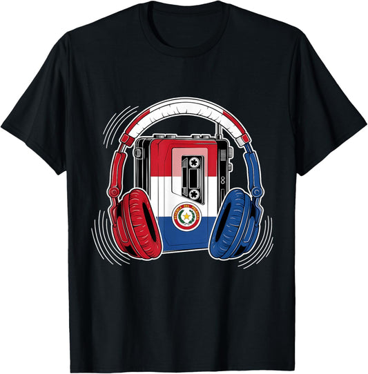 Paraguay Flag Headphones Paraguayan Pride T-Shirt - T-Shirt | Black