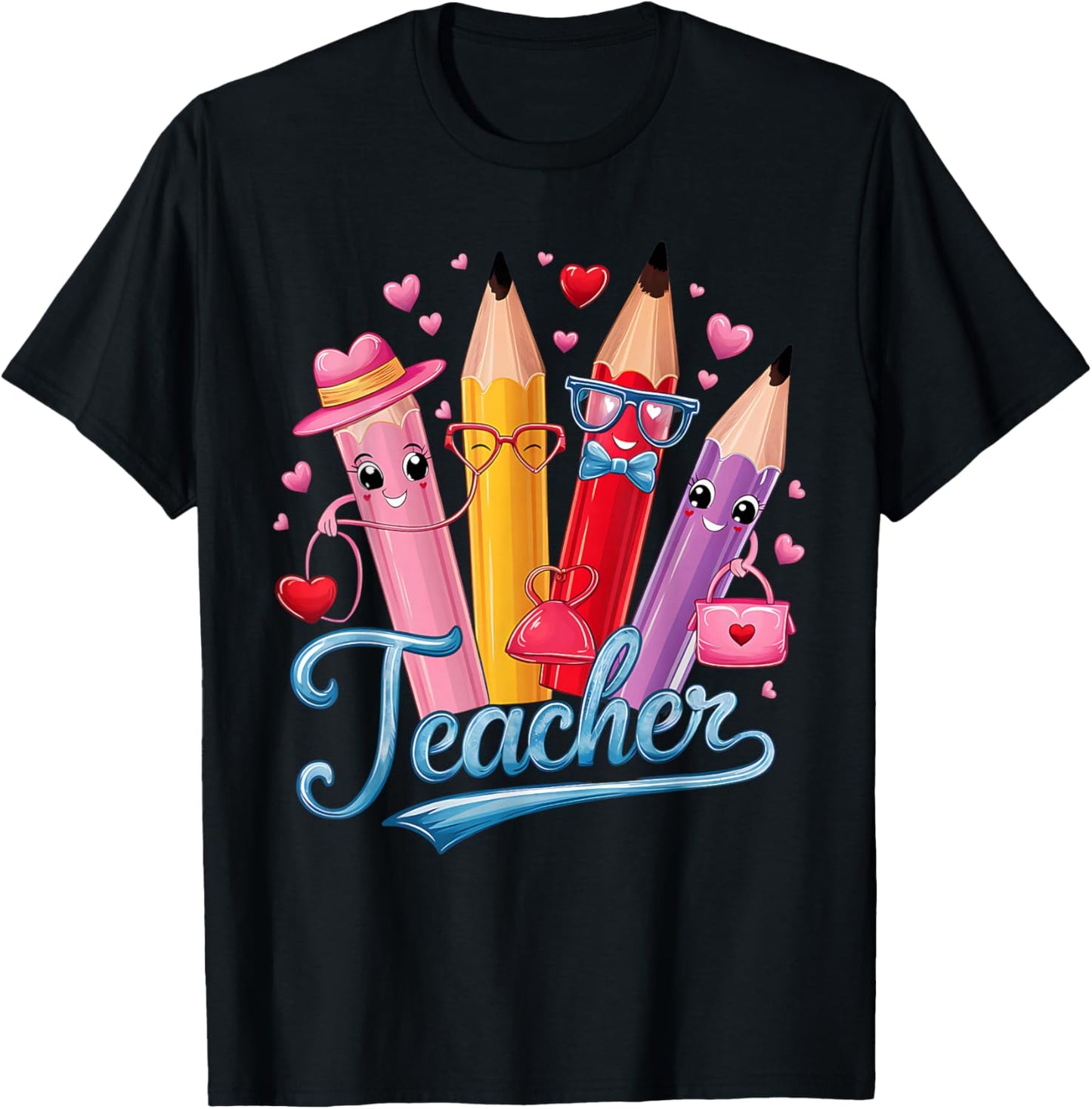 Funny Teacher Valentine Art Classroom Love Theme T-Shirt - T-Shirt | Black