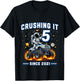 Kids 5th Birthday Monster Truck Astronaut 5 Year Old Boys Kids T-Shirt - T-Shirt | Black