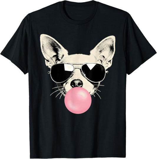 Funny Chihuahua Bubblegum Sunglasses Dog Meme T-Shirt - T-Shirt | Black