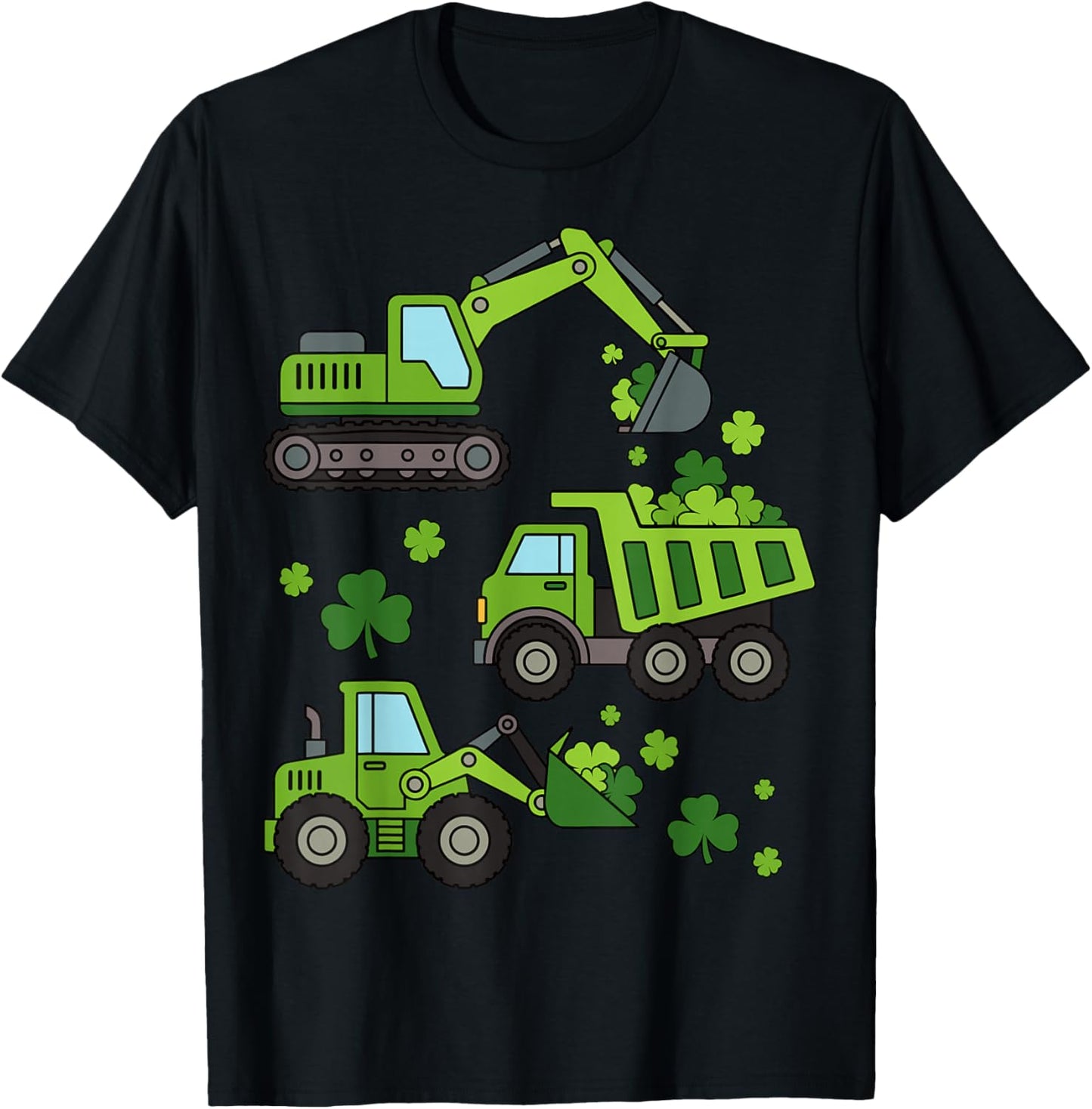 St Patricks Day Construction Truck Irish Boys Kids Toddlers T-Shirt - T-Shirt | Black