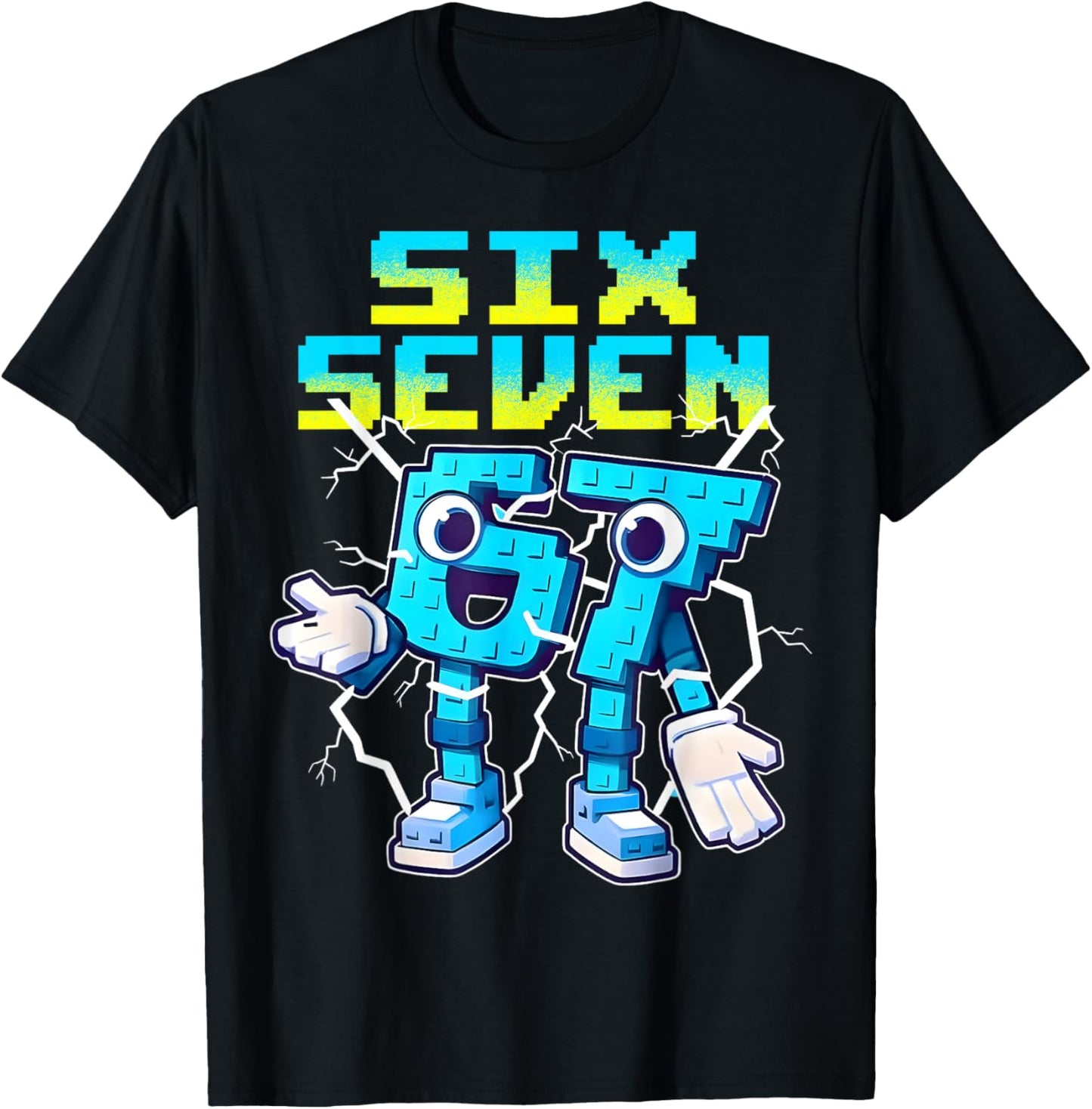Six Seven Brainrot Italian Funny 67 Kids Gaming Meme Boys T-Shirt - T-Shirt | Black