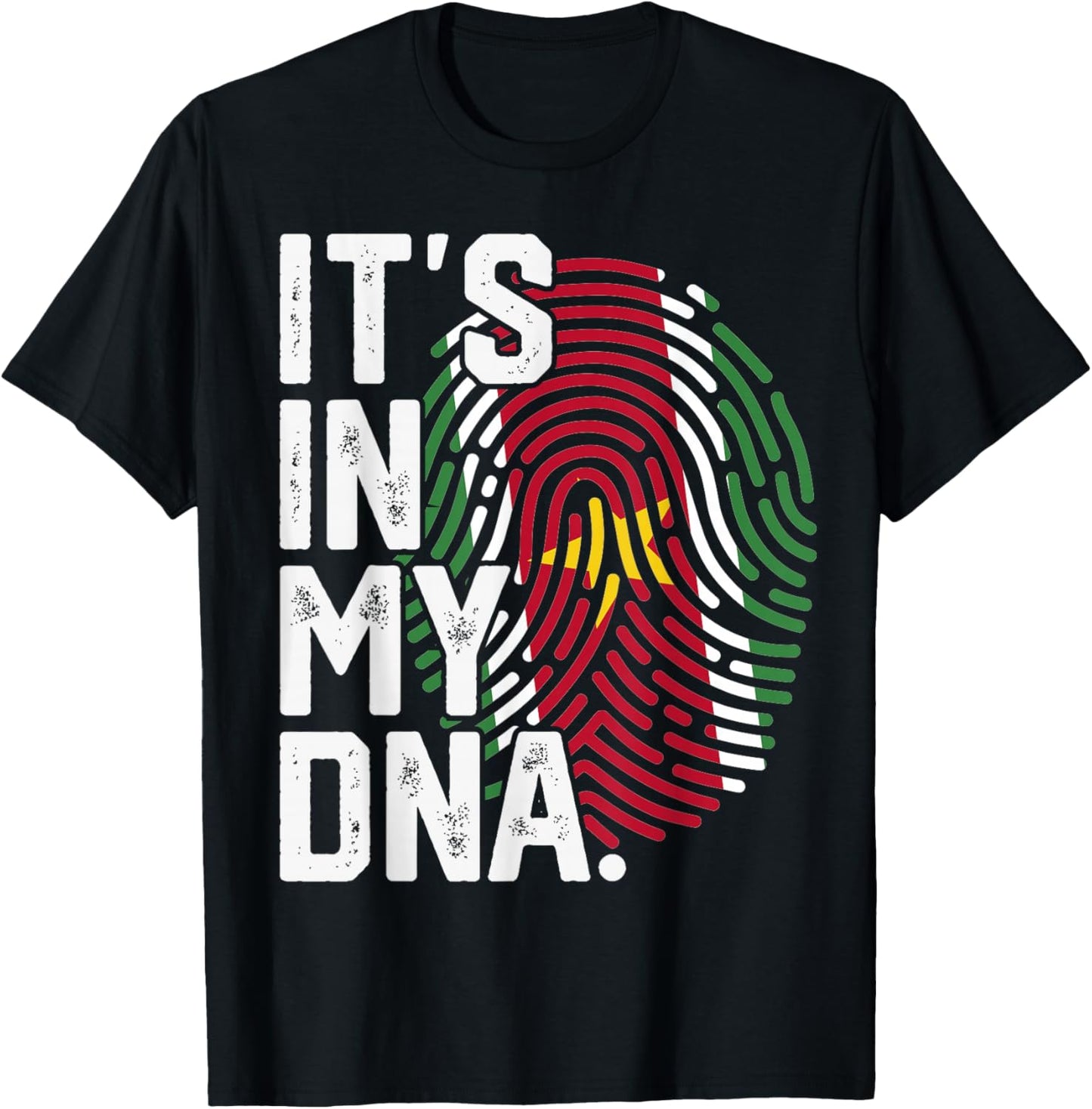 Suriname Roots Flag Fingerprint Graphic Patriotic T-Shirt - T-Shirt | Black