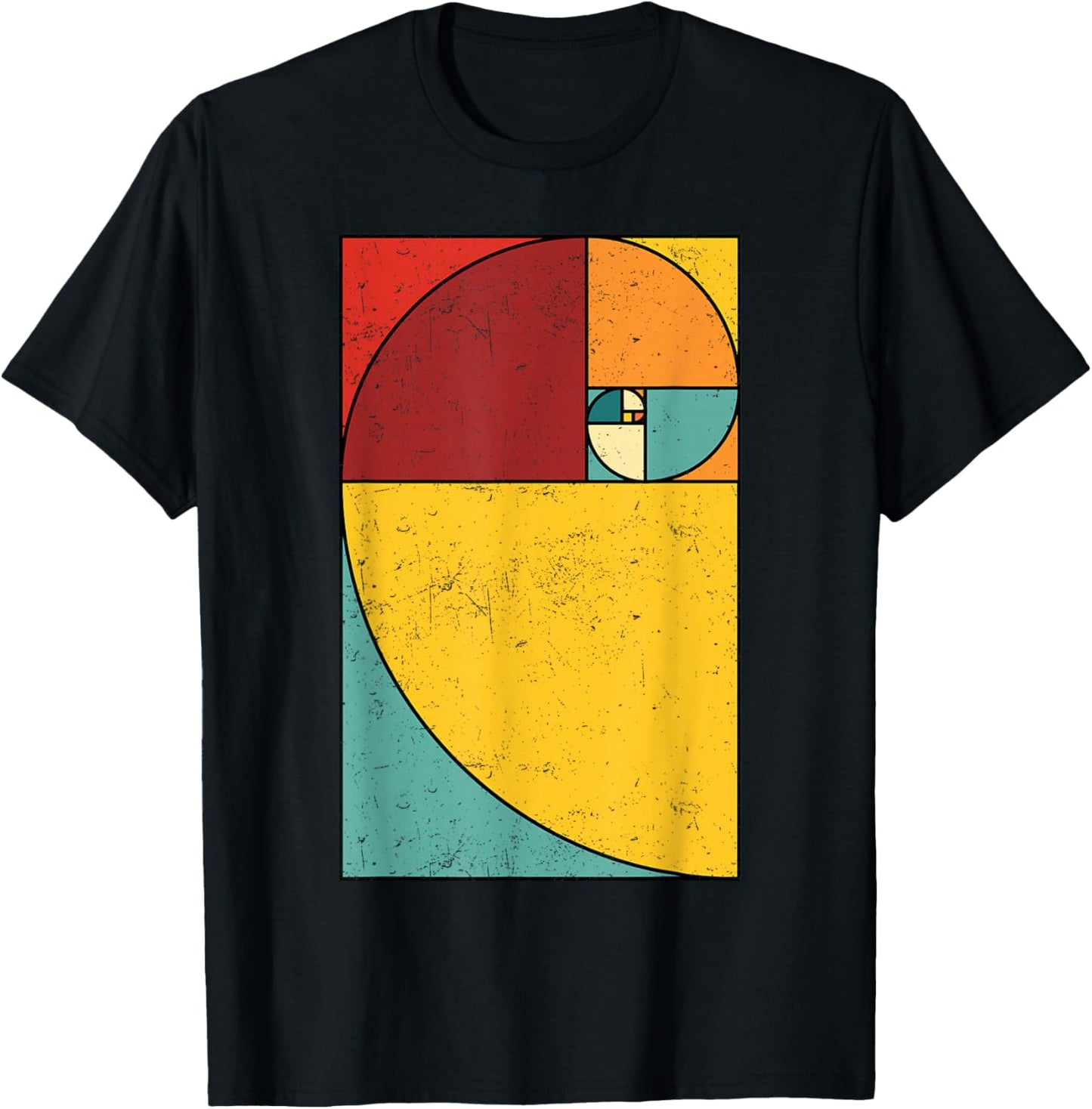 Fibonacci Spiral Geometry Art T-Shirt - T-Shirt | Black