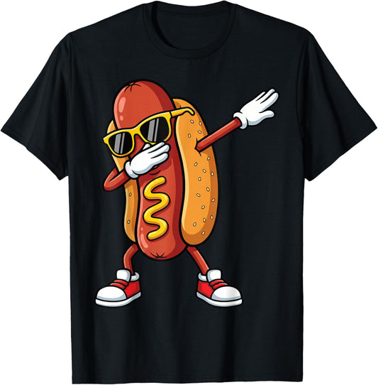Hotdog Dabbing Hot Dog T-Shirt - T-Shirt | Black