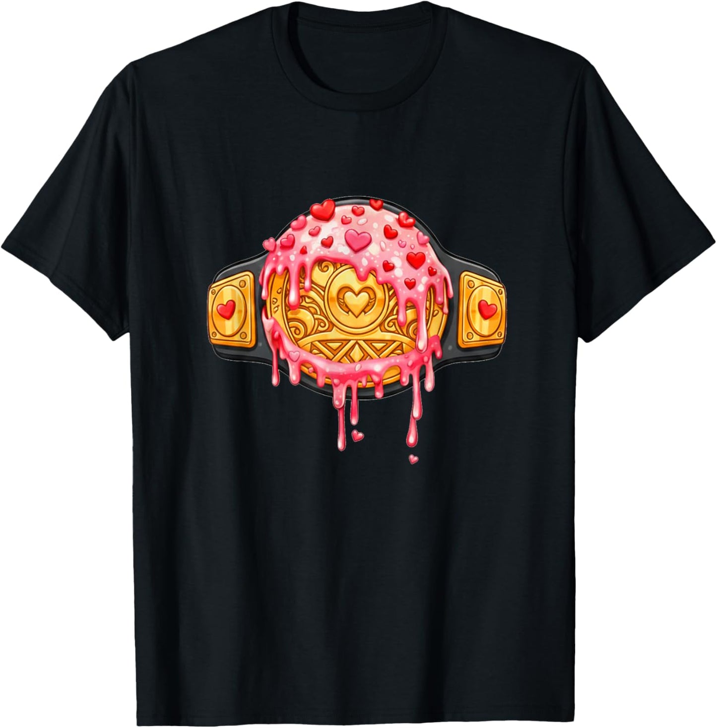 Wrestling Valentines Day Ice Cream Drip Heart Boys T-Shirt - T-Shirt | Black