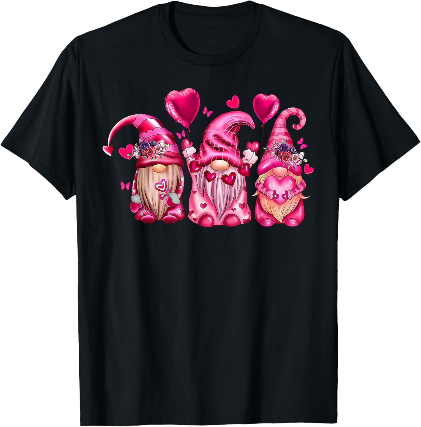 Valentine's Shirt for Cute Gnomes Love Heart T-Shirt - T-Shirt | Black