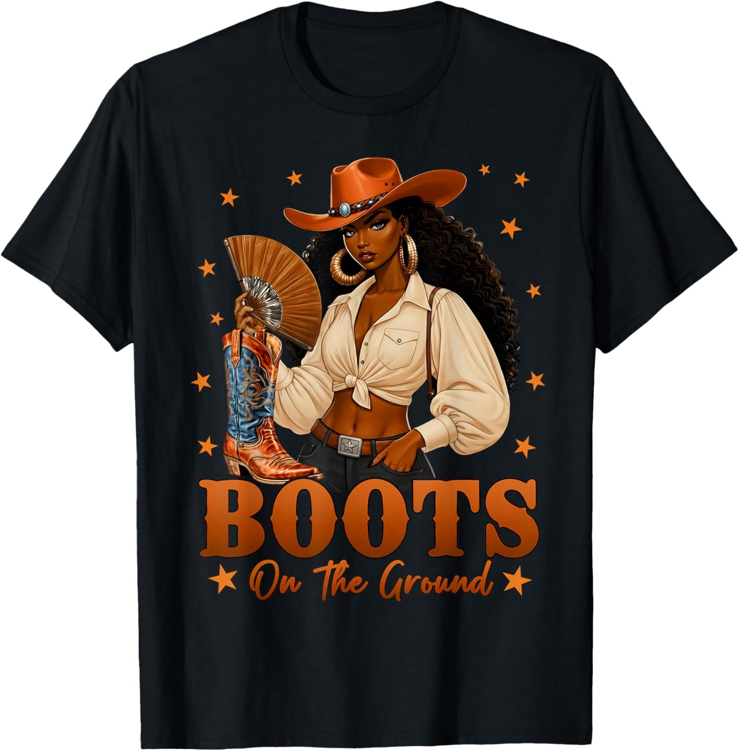 Black History Boots On The Ground Cowgirl Western Black Girl T-Shirt - T-Shirt | Black