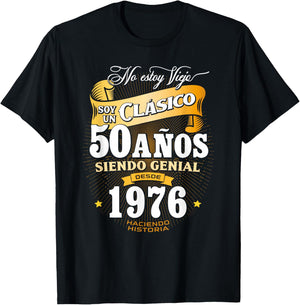 Vintage 50th Birthday Men Funny 1976 50 Birthday Spanish T-Shirt - T-Shirt | Black