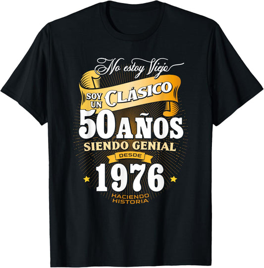 Vintage 50th Birthday Men Funny 1976 50 Birthday Spanish T-Shirt - T-Shirt | Black