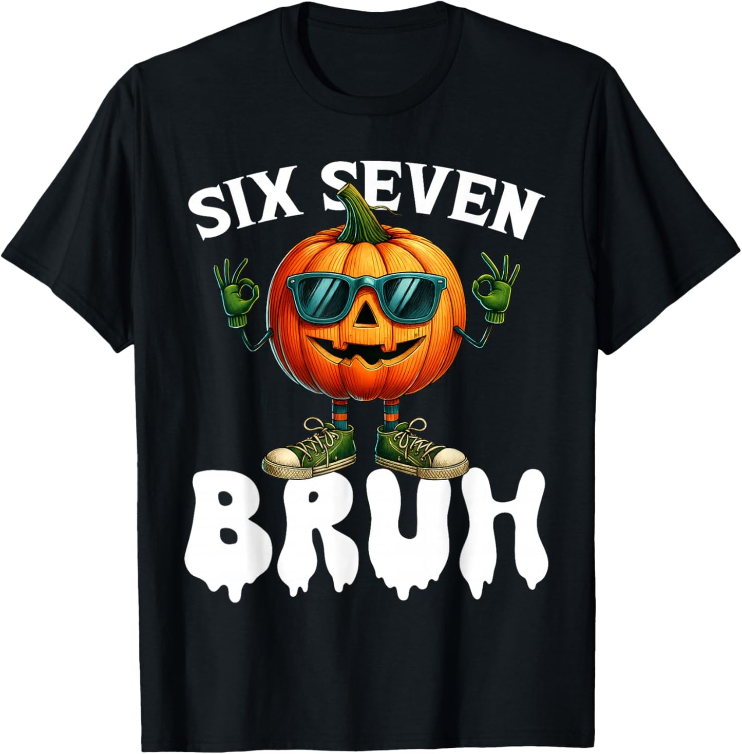 Six Seven Meme 6 7 Funny Bruh Pumpkin Halloween Costume T-Shirt - T-Shirt | Black