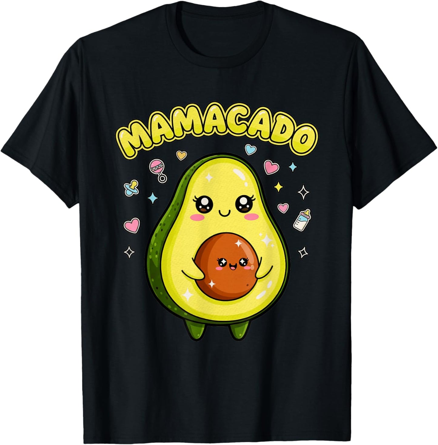 Pregnancy Announcement Women Mom Funny Avocado Mamacado T-Shirt - T-Shirt | Black