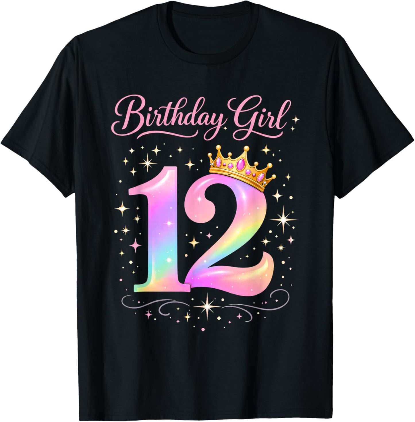 12th Birthday for Girls Twelve 12 Year Old T-Shirt - T-Shirt | Black