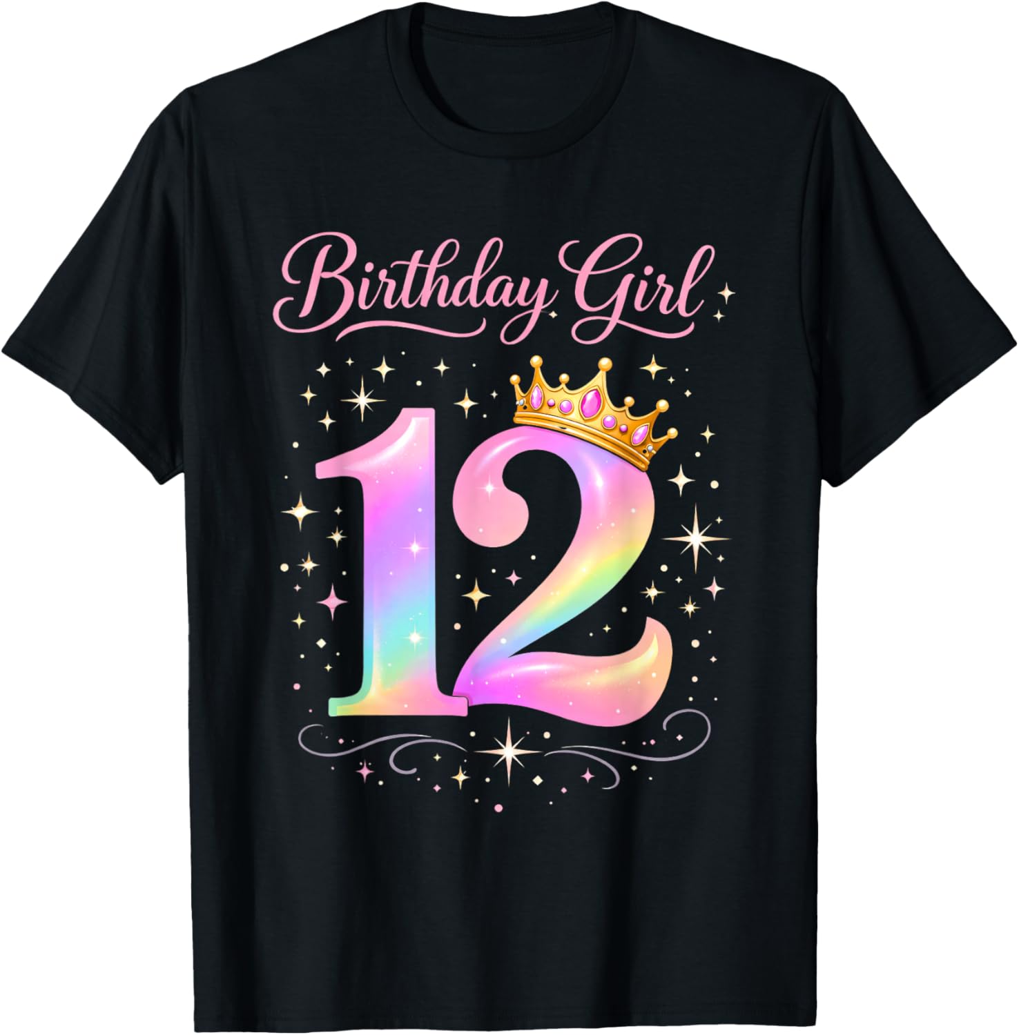 12th Birthday for Girls Twelve 12 Year Old T-Shirt - T-Shirt | Black