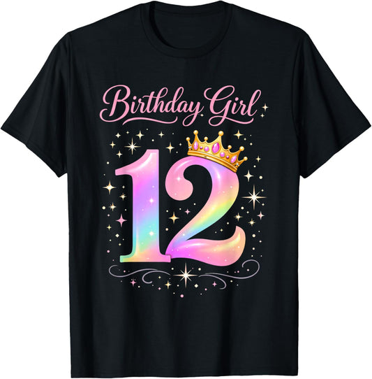 12th Birthday for Girls Twelve 12 Year Old T-Shirt - T-Shirt | Black